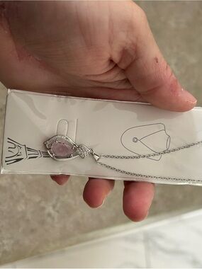 4/$50 Silver Teardrop Necklace with Pink Stone